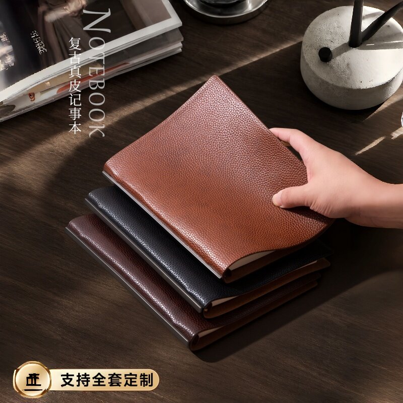 复古仿真皮记事本仿头层牛皮笔记本简约A5高端创意潮流皮质皮革热销学习笔记本纸张商务办公日记本活页装订