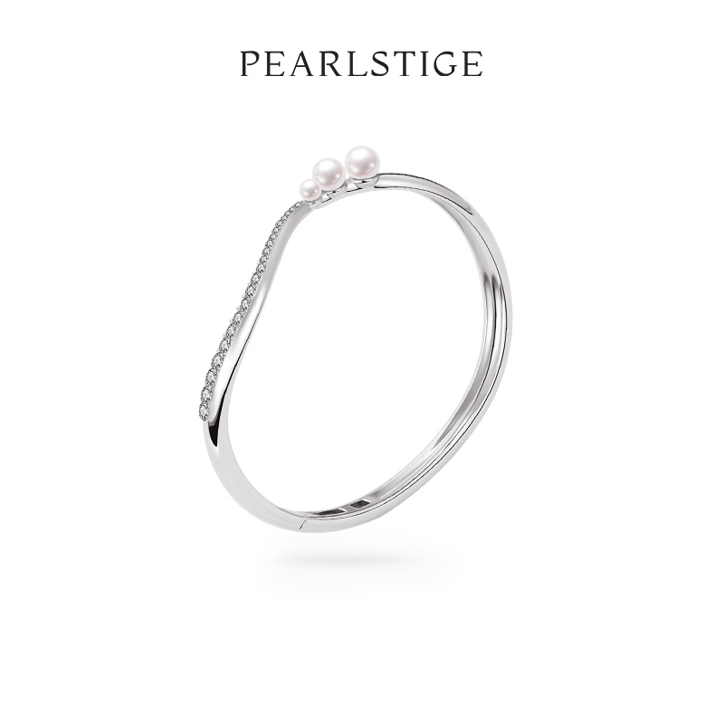 新月系列珍珠S925银手镯