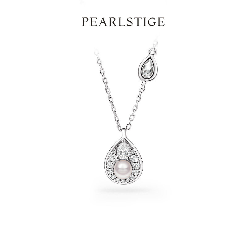 PEARLSTIGE至如水滴系列  小水珠项链轻奢设计淡水珍珠吊坠锁骨链