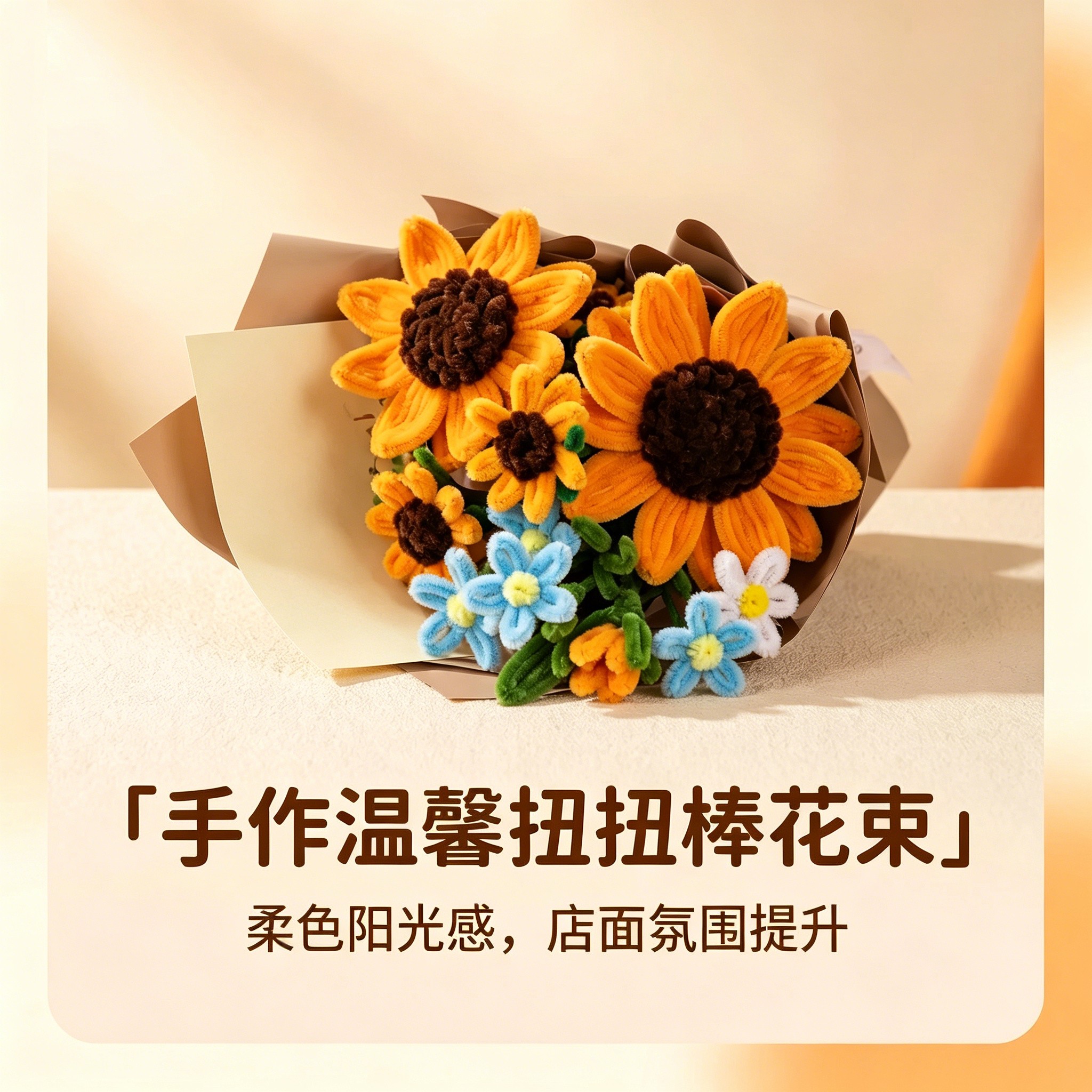 扭扭棒太阳花束手工摆件派对布置