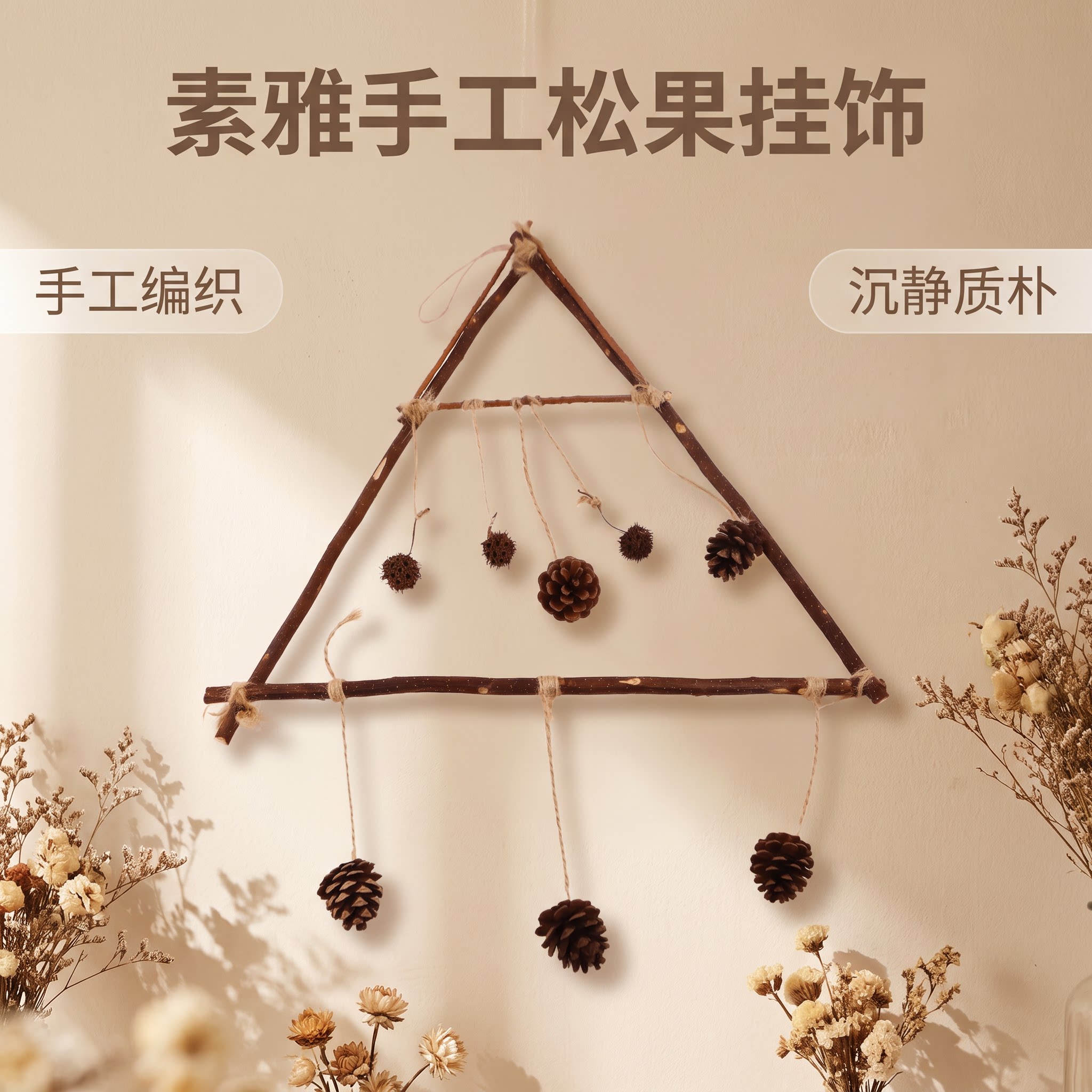 干树枝手工挂饰软装造景布景道具