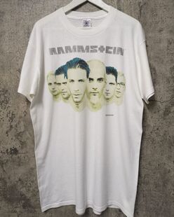 Rammstein德国战车重金属乐队 vintage重磅高街T恤做旧加大码短袖
