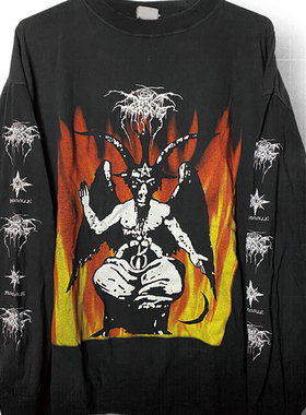 1996 Darkthrone 黑暗王座摇滚金属乐队Vinatage重磅长袖T恤