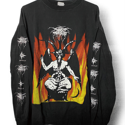 1996 Darkthrone 黑暗王座摇滚金属乐队Vinatage重磅长袖T恤