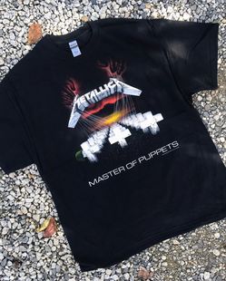 做旧金属乐队Metallica1986专辑傀儡之主海报复古T恤vintage短袖