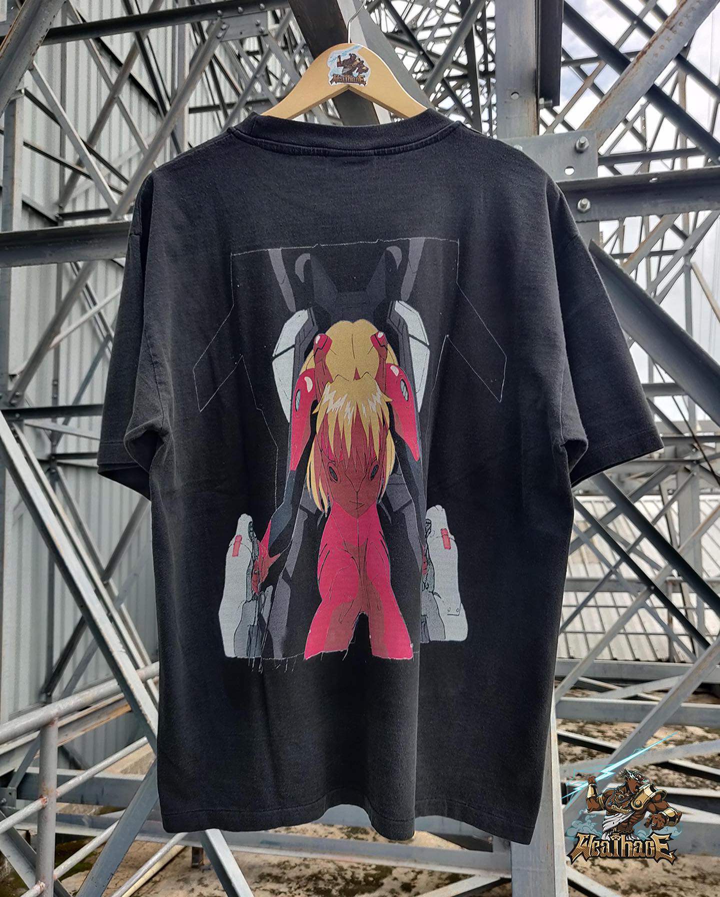 1995eva新世纪福音战士明日香二号机动漫复古重磅oversize潮流短t