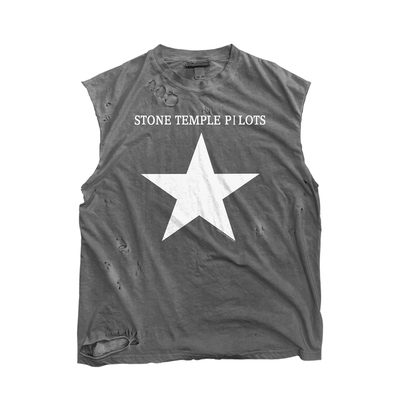 Stone Temple Pilots摇滚乐队90s五角星亚文化前卫砍袖背心做旧