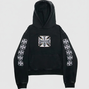 West Coast Choppers西海岸定制机车复古做旧风满满宽松连帽卫衣