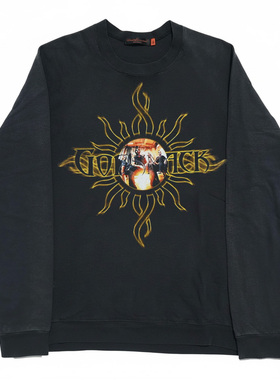 Godsmack上帝之击乐队重磅做旧休闲复古感宽松落肩超百搭圆领卫衣