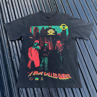 A Tribe Called Quest 嘻哈团体美式vintage重磅水洗做旧短袖T恤