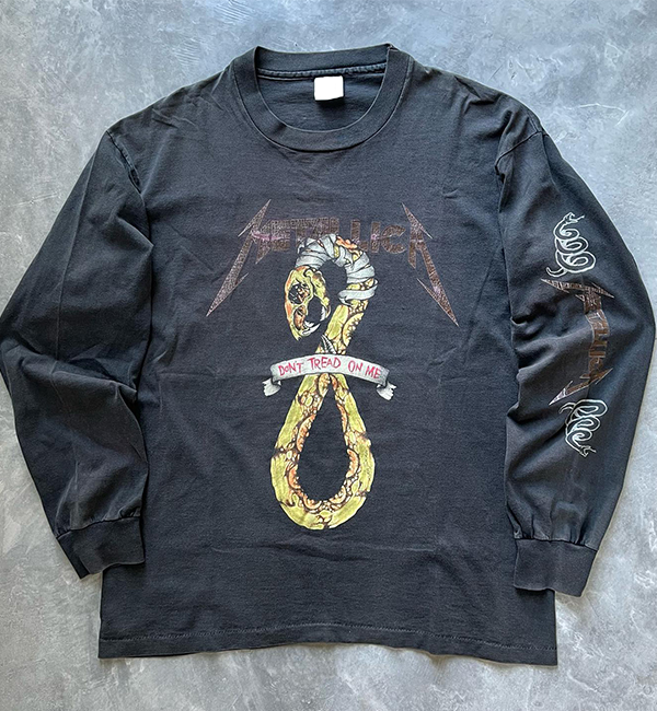 罕见重磅水洗破坏tee！Metallica1991专辑Don't Tread on Me长袖T