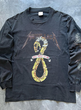 罕见重磅水洗破坏tee！Metallica1991专辑Don't Tread on Me长袖T