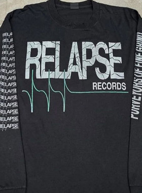 Matthew F. Jacobson 1998 RELAPSE RECORDS重磅简约英文长袖T恤