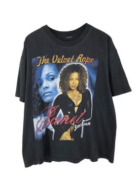 珍妮杰克逊Janet Damita Jo Jackson美式复古vintage签名短袖T恤