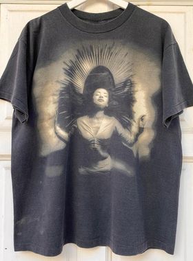 Sade莎黛1992专辑Love Deluxe爱情豪华重磅水洗做旧短袖T恤