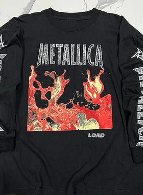 罕见！水洗重磅破洞tee！Metallica1996专辑Load高街长袖T恤