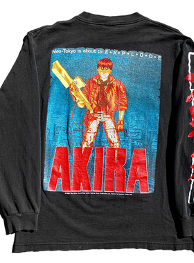 AKIRA！90s复古动漫Vintage高街嘻哈Rap穿搭二次元长袖T恤