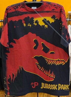1993 Jurassic Park 侏罗纪公园大印花Vintage大码重磅短袖T恤