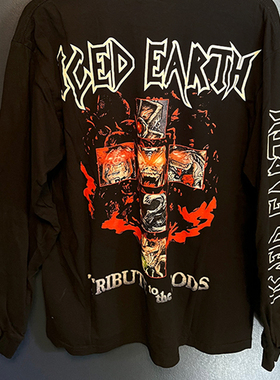 90s Iced Earth 美国重金属乐队专辑封面复古做旧重磅长袖T恤