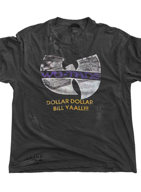 武当帮Wu-Tang Clan嘻哈团体1993专辑C.R.E.A.M.短袖T恤水洗破洞