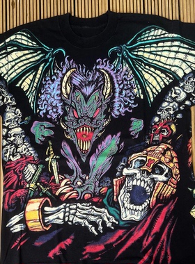 Gargoyle Skelton RareTee石像鬼骷髅罕有朋克暗黑硬核短袖T恤