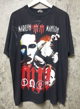 罕见！高街玛丽莲曼森MarilynManson美式复古重磅短袖vintageT恤