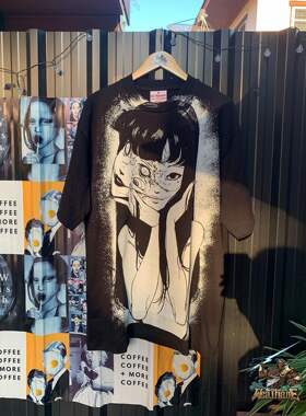 Junji Ito Tomie创作插画卡通复古重磅rapper穿搭短袖T恤