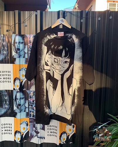 Junji Ito Tomie创作插画卡通复古重磅rapper穿搭短袖T恤