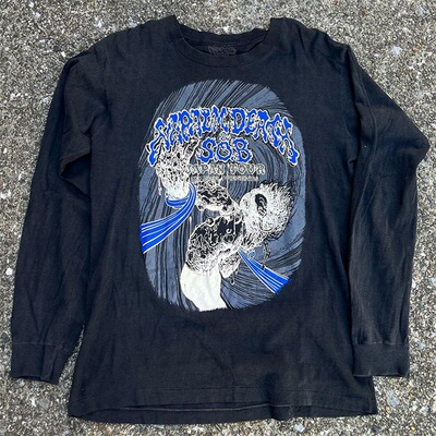 Napalm Death 英国摇滚乐队vintage叠穿重磅内搭设计感长袖T恤