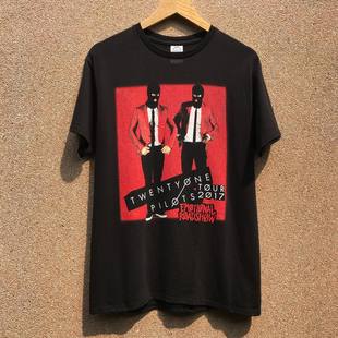 二十一名飞行员twenty one pilots音乐组合欧美街头风vintage短T