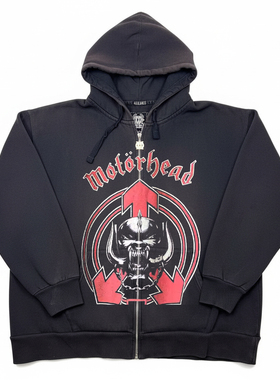 Motorhead摩托头乐队阿美咔叽复古感宽松落肩版型无性别开衫卫衣