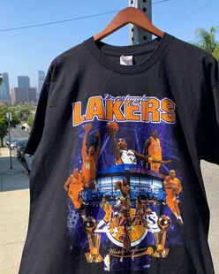 Lakers纪念90s篮球T恤做旧vintage短袖 洛杉矶湖人队.Los Angeles