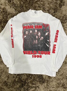 24年前古着vintage印花1998 Pearl Jam重磅高街长袖T恤小众穿搭男