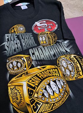 SanFrancisco49ers旧金山49人Super Bowl 5次冠军纪念短袖T恤