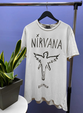 NIRVANA涅槃美国摇滚乐队复古新款法式设计感文艺森系男女短袖T恤