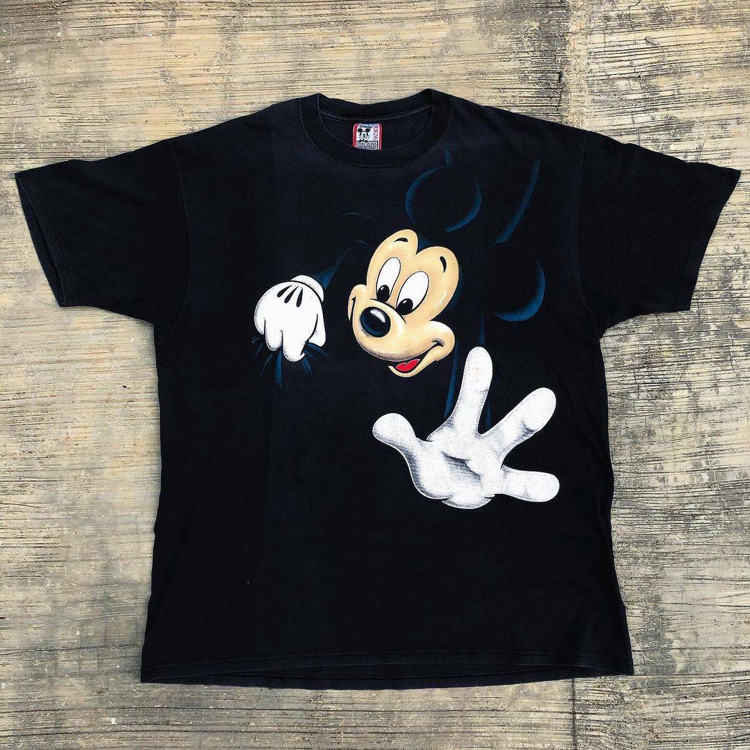 米奇mickey mouse复古vintage卡通美式潮流创意街头简约重磅短袖t