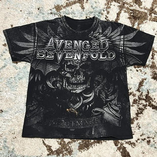 avenged sevenfold blacktee七倍复仇骷髅暗黑朋克摇滚Y2k短袖T恤