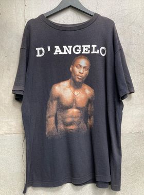 创作歌手D'Angelo重磅vintage短袖加大码熟悉爱做旧T恤