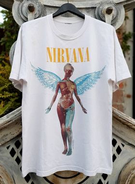 重磅！白色款！涅槃乐队Nirvana1993母体InUtero海报重磅短袖T恤