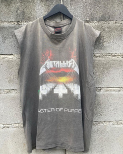 金属乐队Metallica1986专辑歌曲Master of Puppets复古水洗无袖T
