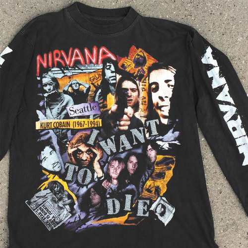 极其稀有Nirvana! Kurt Donald Vintage合集重磅水洗破洞长袖T恤