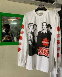 红辣椒乐队tpp1贝斯手Flea弗利重磅长袖 Chili T恤高街男 Hot Red