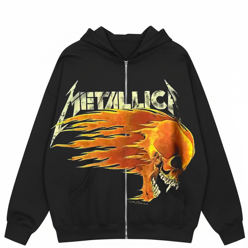 Metallica金属乐队自带摇滚oldschool古着vintage味百搭开衫卫衣