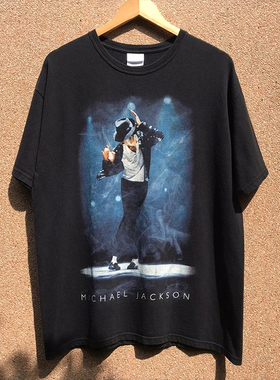 Michael Jackson迈克尔杰克逊美式复古嘻哈重磅水洗做旧短袖T恤