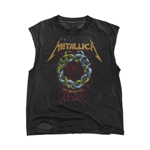 金属乐队Metallica美式复古暗黑反叛摇滚水洗做旧破洞背心砍袖