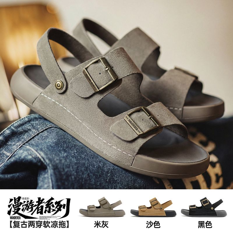 马登夏季男士凉鞋外穿老钱风拖鞋图片