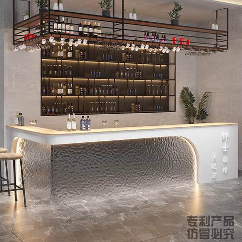 复古风酒吧吧台酒馆咖啡店吧台桌台球厅餐饮店收银台网红转角定制