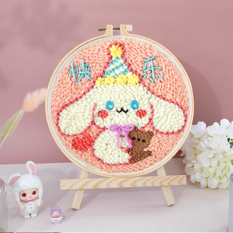 毛线手工diy材料包戳戳绣编织毛线画包精梳牛奶棉装饰画制作礼物