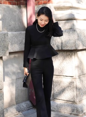 LadyJ-“气场的魔法”系列D*OR同源弹力羊毛高腰微喇显瘦阔腿长裤