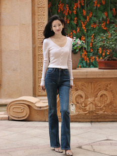 进口土耳其棉显瘦显腿长细腻超柔高弹微喇牛仔裤 LadyJ 腿精裤